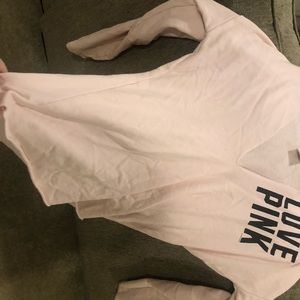 OVERSIZED BABY PINK V NECK HOODIE